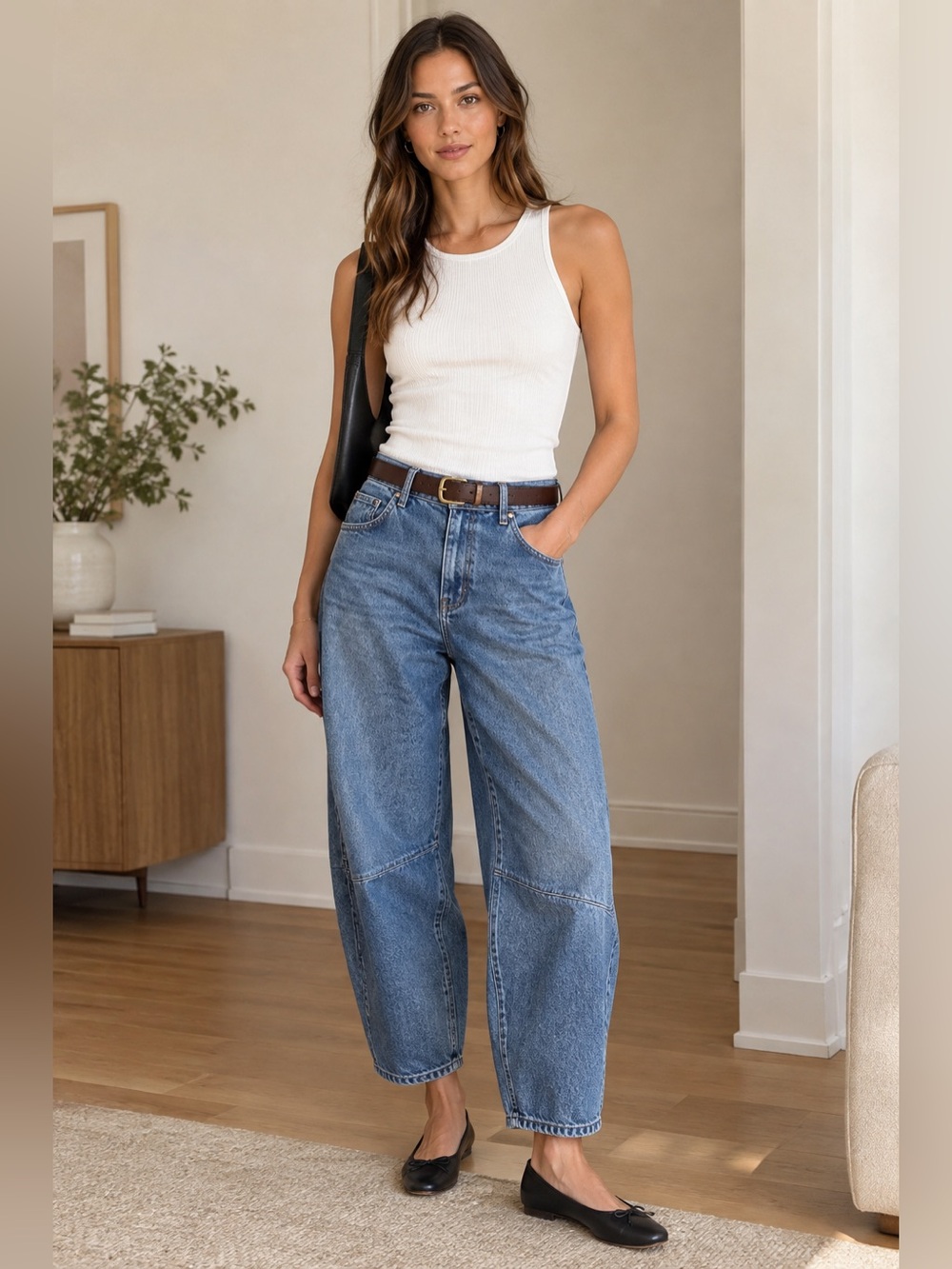 Madewell Darted Barrel Leg Jeans 26 High Fashion Fall 100% Cotton Denim Trendy